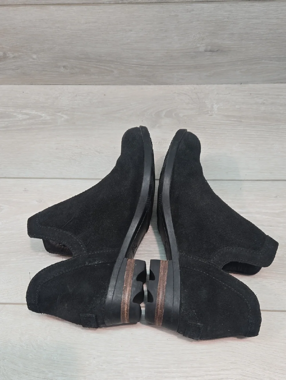 Sorel Women Cur Out Side Ankle Black Suede  Boots Shoes Sz 6